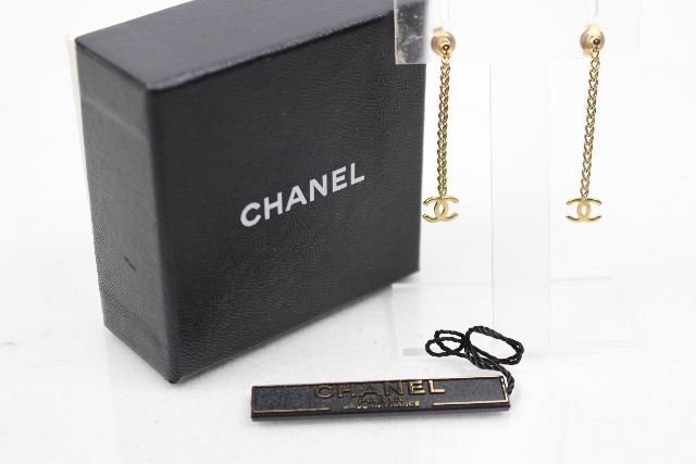 シャネル CHANEL ココマーク チェーン ピアス ゴールドカラー レディース アクセサリー  K3-8の画像4