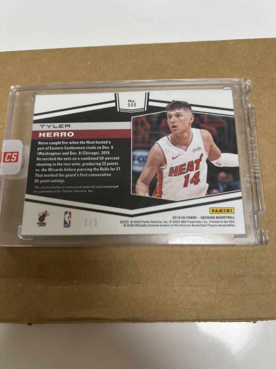 2019 Panini Obsidian (19-20) Rookie Jersey Autographs Electric Etch Red Tyler Herro Miami Heat G #222(/ 5) 1stNO. 2000円スタート_画像2