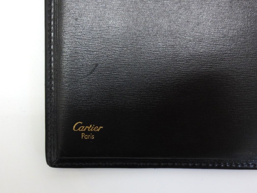 【3-174】 Cartier カルティエ 黒レザー 6穴式 システム手帳 カバー スケジュール帳_画像6