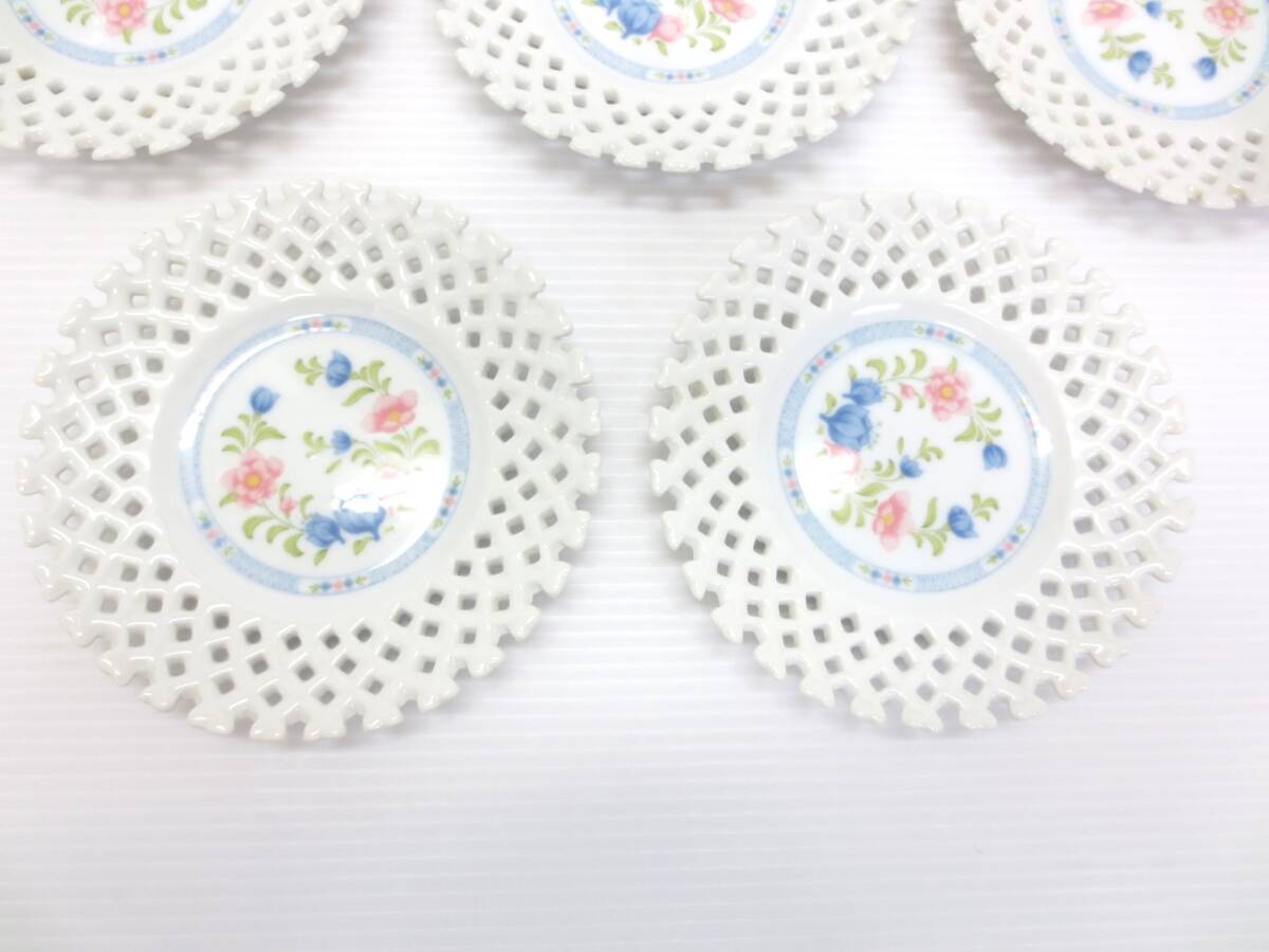 【3-53】日本製 reito Marianne 花柄 レース模様 ケーキ皿5枚セット プレート 食器の画像2