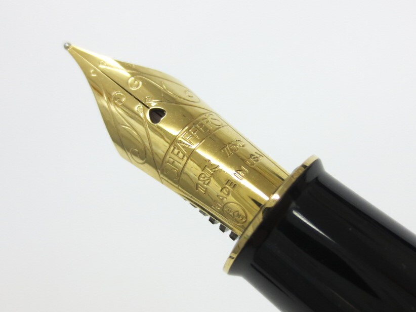 【3-75】 SHEAFFER シェーファー Connaisseur コノソアール herringbone ヘリンボーン 18K 750 FINE ペン先 万年筆_画像3