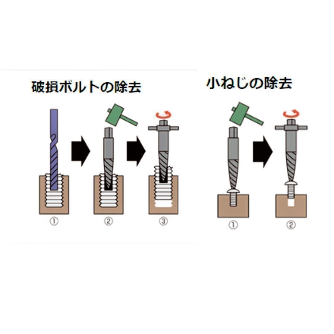 ボルトエクストラクタ エキストラクター はずしビット ネジ外し ボルト抜く 壊れたネジ ネジ なめた 折れたボルト 修理用11セット MAY473_画像7