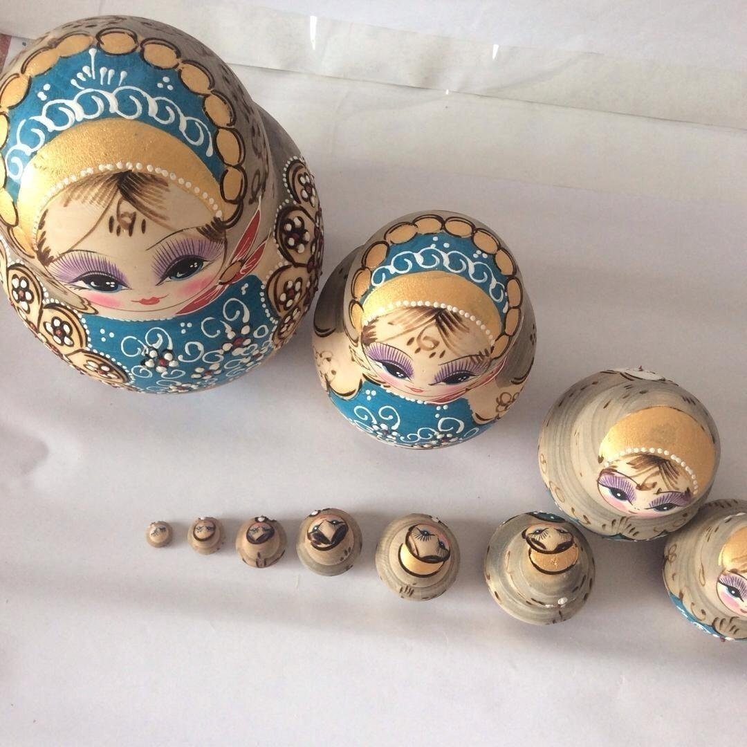 10層 ロシア人形 木製 入れ子 マトリョーシカ おもちゃ ギフト 飾り 女の子 華やか 工芸 雑貨 伝統_画像3