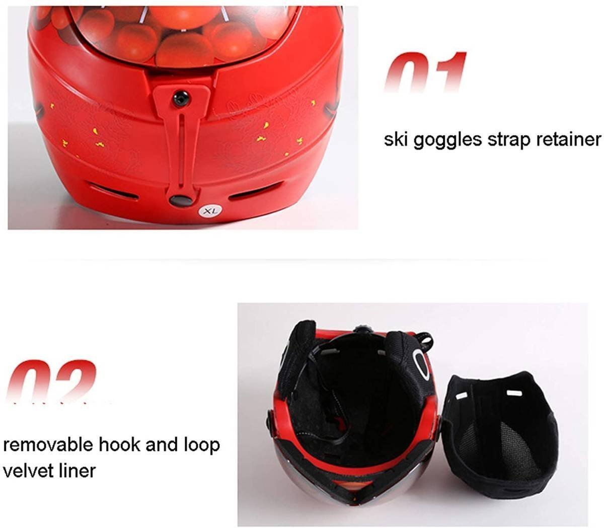 cxr03★スキー/スノーボードヘルメットオートバイ調節可能な防風ヘッドヘルメットスキー シールド付き UVカット ジェット 軽量5色可選黒_画像3