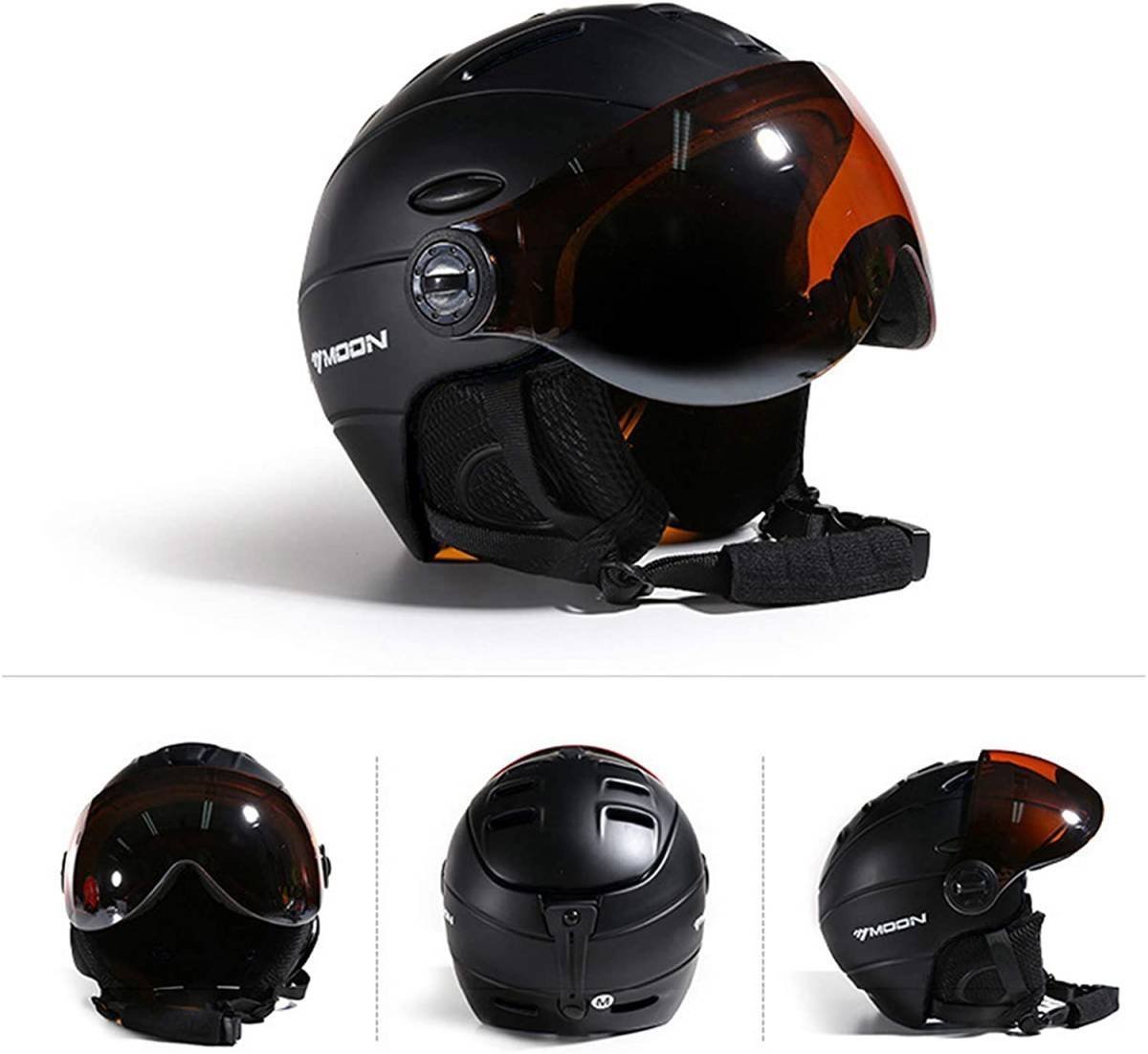 cxr03★スキー/スノーボードヘルメットオートバイ調節可能な防風ヘッドヘルメットスキー シールド付き UVカット ジェット 軽量5色可選黒_画像2