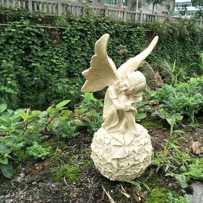 天使 妖精リア インテ 癒し い 置物 可愛陶器 彫刻エンジェル オブジェ14x14x36c_画像2