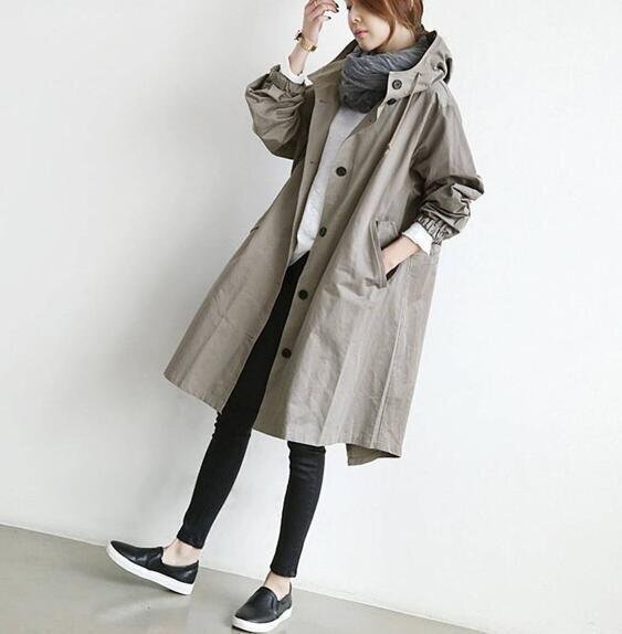  new goods easy casual spring coat lady's trench coat spring coat commuting long height free size LB442