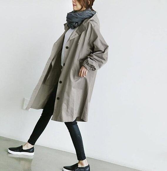  new goods easy casual spring coat lady's trench coat spring coat commuting long height free size LB442