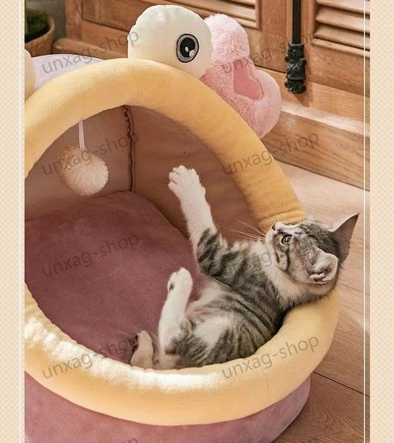 貓 犬 ベッド　ペットベッド ふわふわ 暖か もこもこ キャット 蟹形 ペットハウス　クッション　滑り止め　柔らかい Lサイズ MAY514
