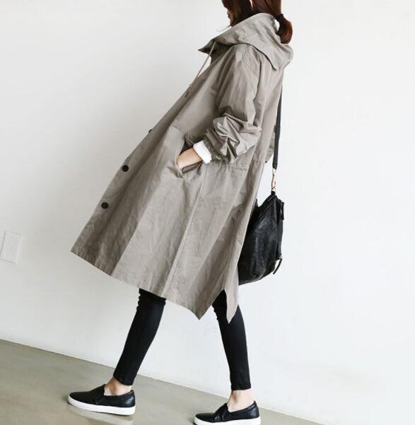  new goods easy casual spring coat lady's trench coat spring coat commuting long height free size LB442