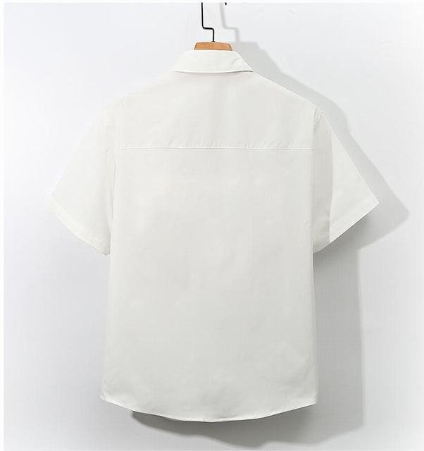 夏物 シャツ メンズ 五分袖シャツ アロハシャツ 無地 カジュアル ビジネス 大きいサイズ ホワイト 3XL_画像2