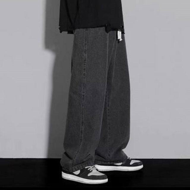 ジーパン 春夏 通学 学生 大きいサイズ デニムパンツ メンズ ゆったり 韓国ファッション 無地 おしゃれ ブラック L_画像1