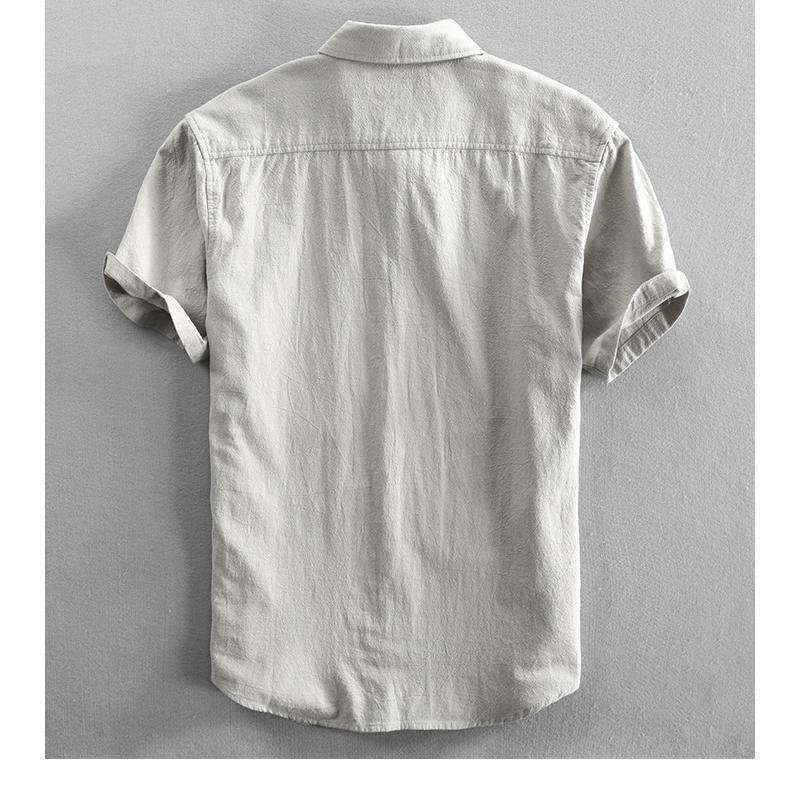 シャツ メンズ 半袖 カジュアルシャツ 白シャツ 無地 シンプル レギュラーカラー ビジカジ 羽織り グレー L_画像2