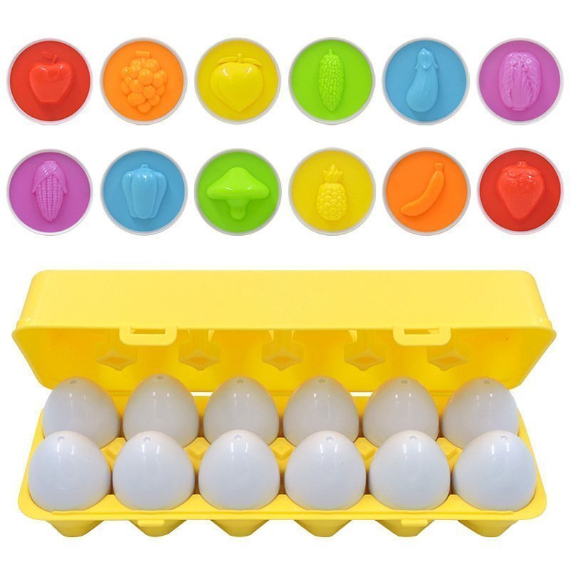 CJM416* Tama . puzzle toy intellectual training toy baby hand power . image power concentration power shape color awareness 1 -years old vegetable 12 egg case attaching 