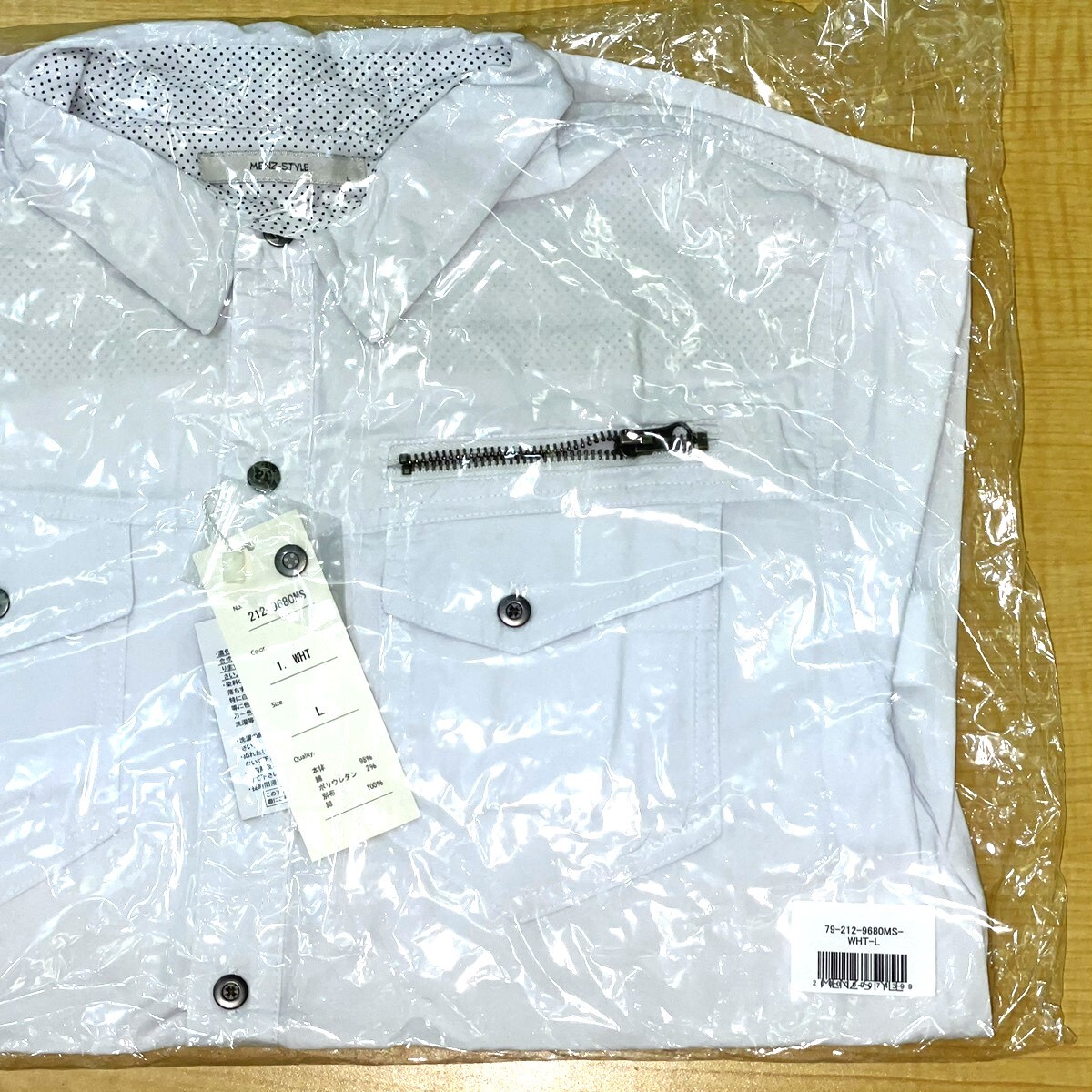 MENZ-STYLE メンズスタイル 襟ワイヤー ZIPデザイン 7分袖 シャツ 綿100%の画像5