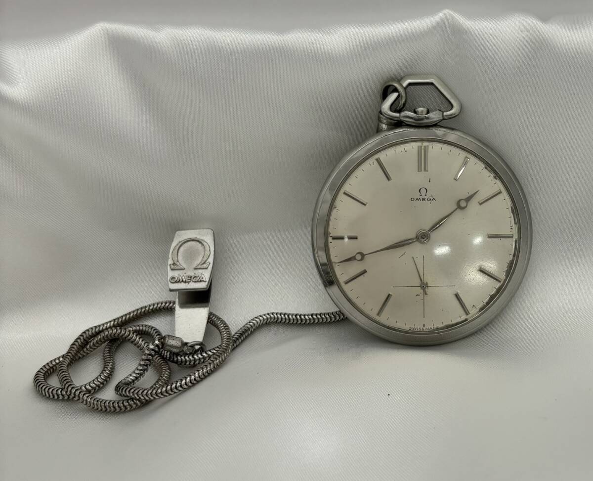 １円スタート OMEGA オメガ 懐中時計 アナログ 3針 ヴィンテージ レトロ アンティーク シルバー の画像2