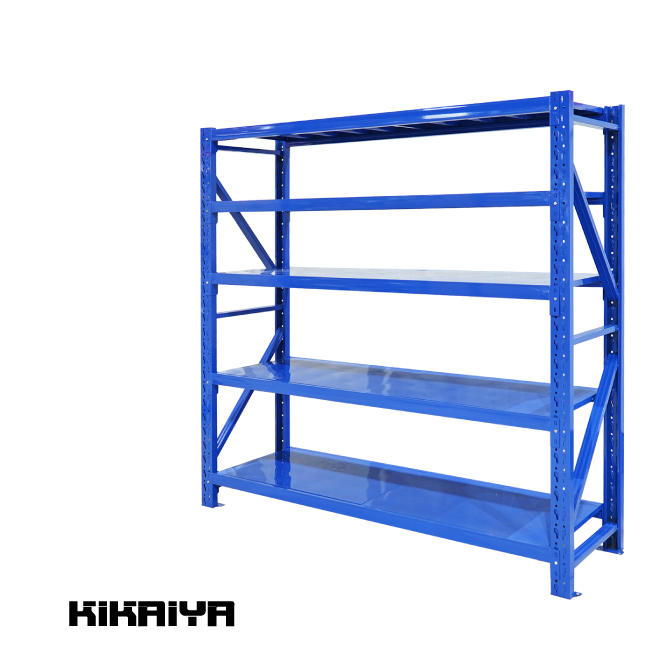 スチールラック 5段 ブルー 業務用 中量棚 メタルラック 耐荷重250kg×5段 （個人様は営業所止め） KIKAIYAの画像1