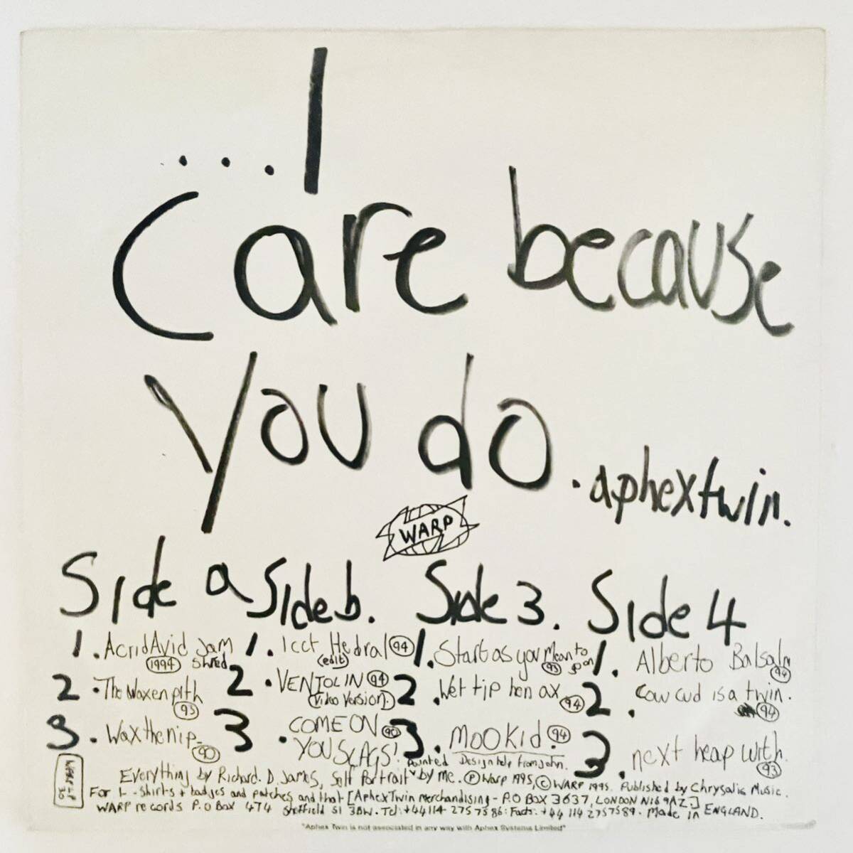 Aphex Twin ...I Care Because You Do エイフェックス・ツイン UKオリジナル LP盤 2枚組の画像2