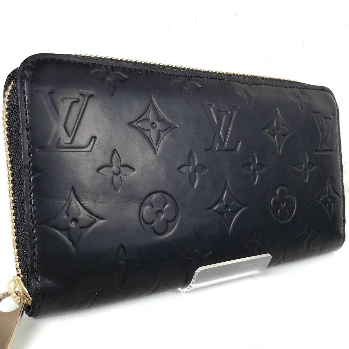 1円~ 美品 LOUISVUITTON アマラント×マットブラック ジッピーウォレット 男女 ヴェルニ ラウンドファスナー 長財布 ルイヴィトン 黒 の画像1