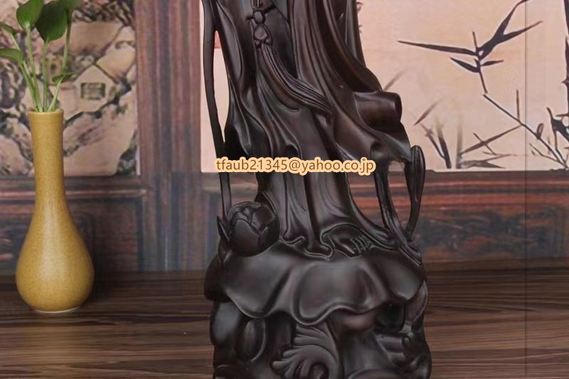 高さ30cm木彫仏像 仏教美術 精密細工 木彫り　黒檀木 観音菩薩像　仏像　置物_画像7