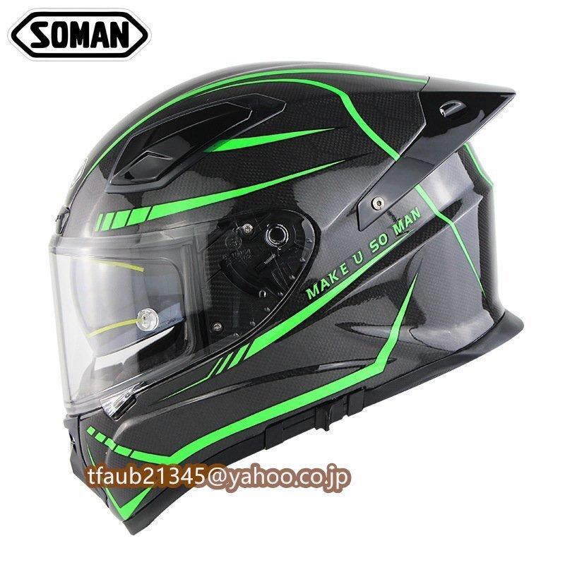バイク用フルフェイスヘルメット デュアルレンズ モトクロスヘルメット最新のカーボンファイバーシェルヘルメットS-XXXLサイズ選択_画像1