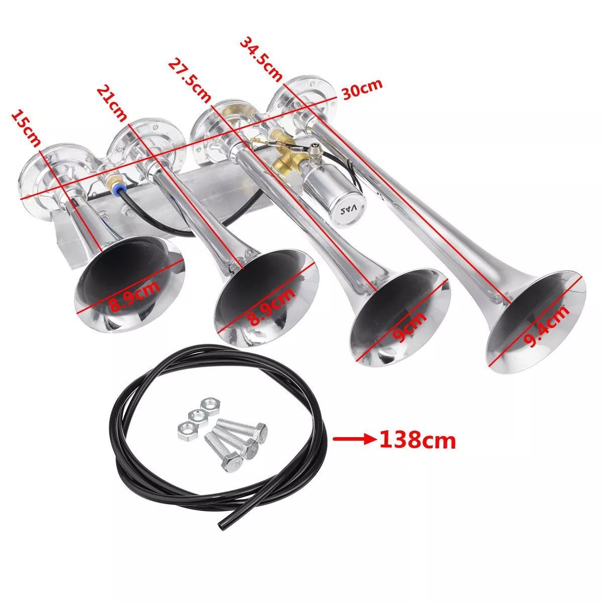  title 4 trumpet air horn 12/24V car vehicle for truck to Rainbow to motorcycle multi tone &claxon horn [ is possible to choose 2 pattern number / color ]