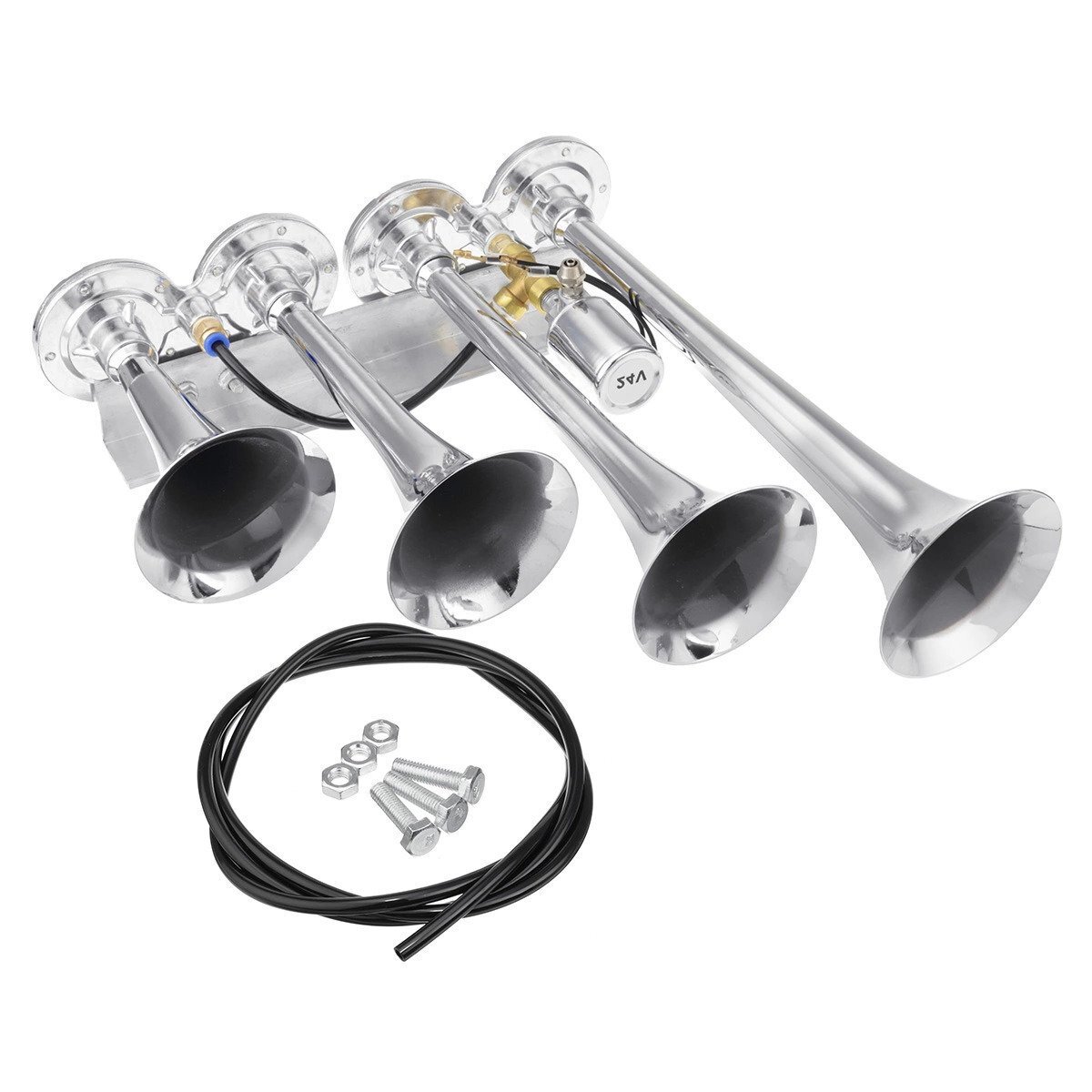  title 4 trumpet air horn 12/24V car vehicle for truck to Rainbow to motorcycle multi tone &claxon horn [ is possible to choose 2 pattern number / color ]