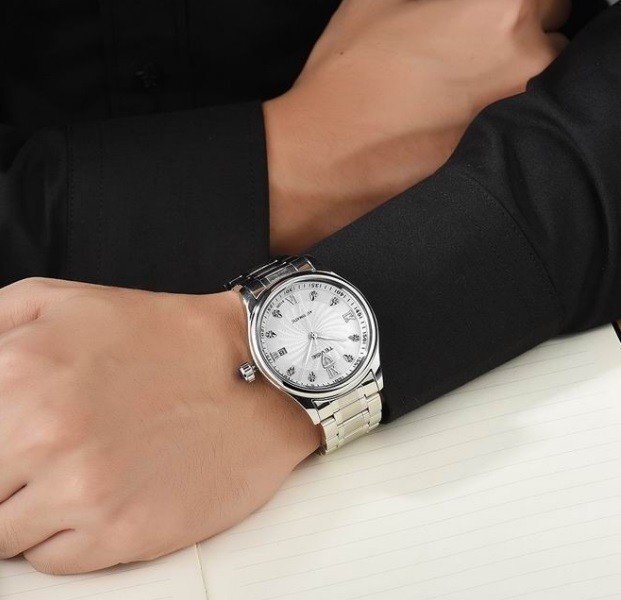 新品 メンズ高級腕時計 機械式 自動巻 40mm カレンダー表示 男性 ウォッチ 紳士 通勤 ビジネス ファション ホワイト_画像4