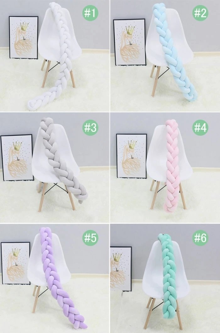  crib guard cushion . return . prevention cushion 2M 3ps.@ braided handmade knitting . return . prevention baby bed sleep bumper * many сolor selection /1 point 