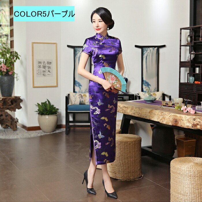  платье в китайском стиле длинный sexy платье в китайском стиле большой размер цветочный принт платье длинный длина *6 цвет /S~3XL размер выбор /1 пункт 