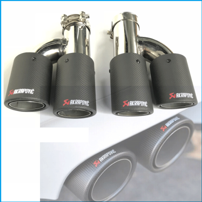 Akrapovic マフラーカッター 炭素繊維 エンドパイプ ステンレスヒートタイプ ★ ブラック ★2個セット_画像1