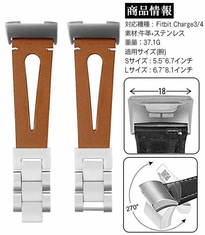 Fitbit Charge3 correspondence belt Fitbit Charge4 band Fit bit Charge 3/4 original leather cow leather exchange pretty exchange band [ black / size S]