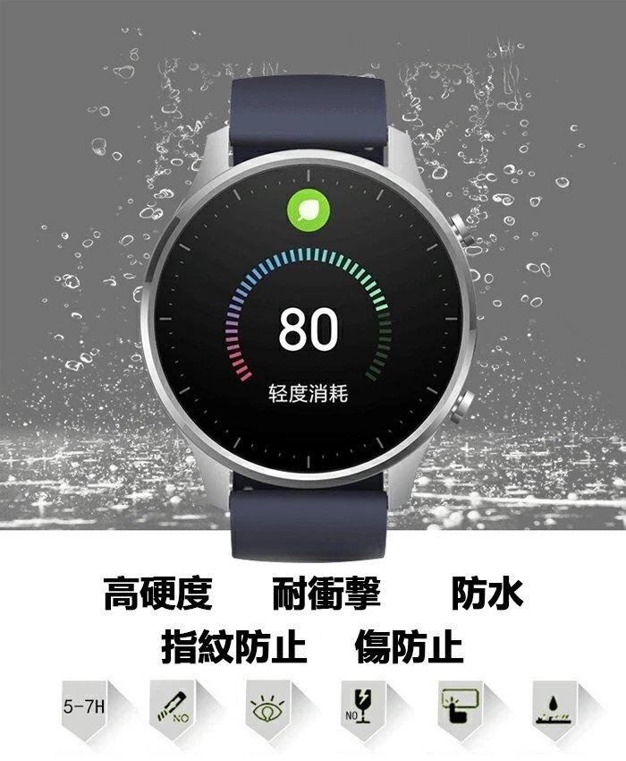 【2枚セット】 Xiaomi Mi Watch用 保護フィルム Xiaomi Mi Watch用 フィルム 自動修復技術 曲面対応 TPU材質 フィルム画面保護シート_画像2