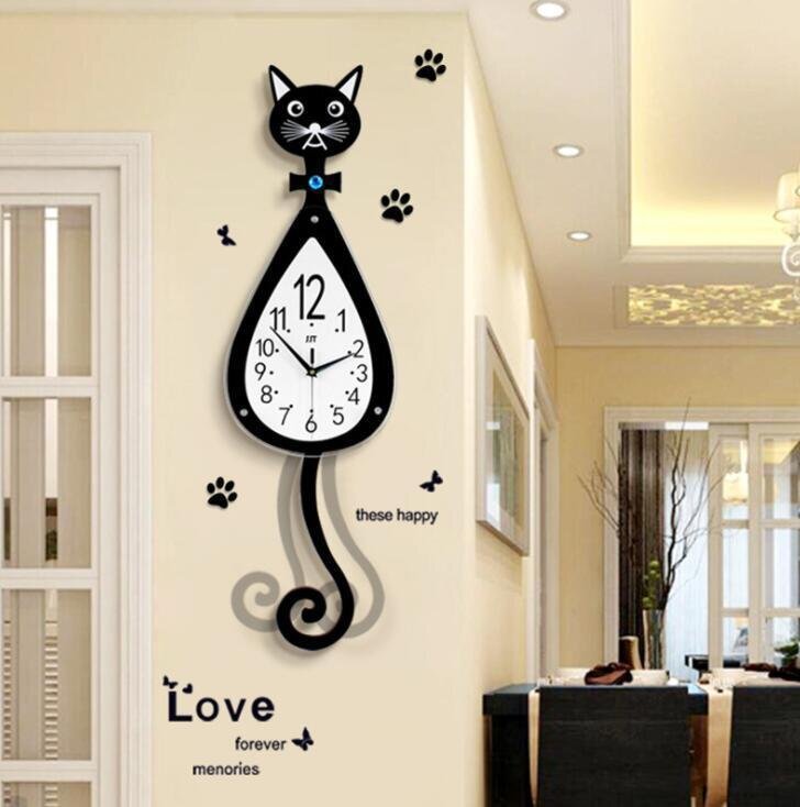 『高級厳選』『極美品』掛け時計 壁掛け 時計 猫時計 木製 ウォールクロック ネコ 部屋装飾 プレゼント 可愛い 猫 動物 置物 インテ_画像1
