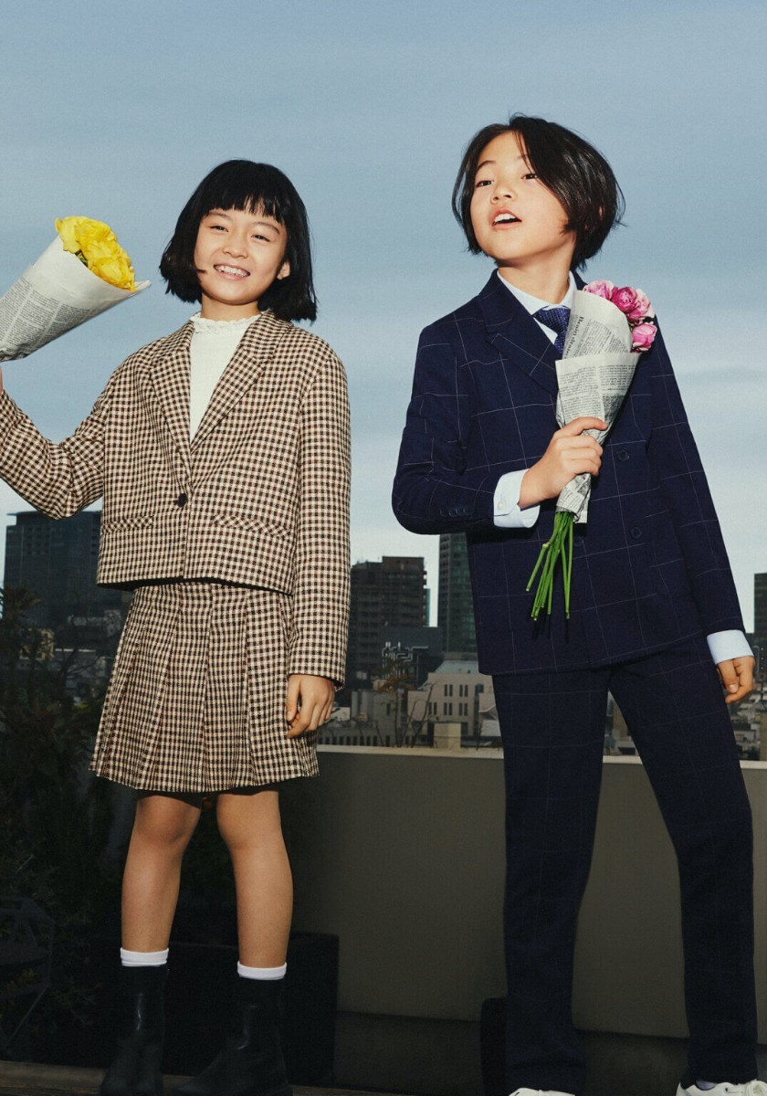 美品 ZARA KIDS チェック柄ブレザー 164㎝ 定価6 590円 ブラウン