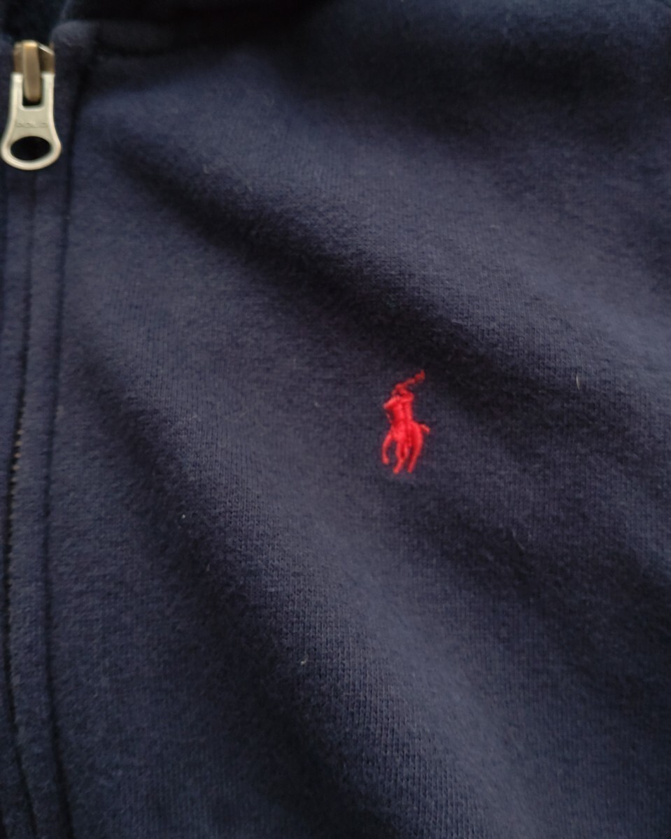 POLO Ralph Lauren ラルフローレン 裏起毛 長袖 スウェットパーカー ネイビー 紺　120㎝(110) サイズ7 子ども キッズ 男の子 秋 冬 暖か_実際のお品ものです。