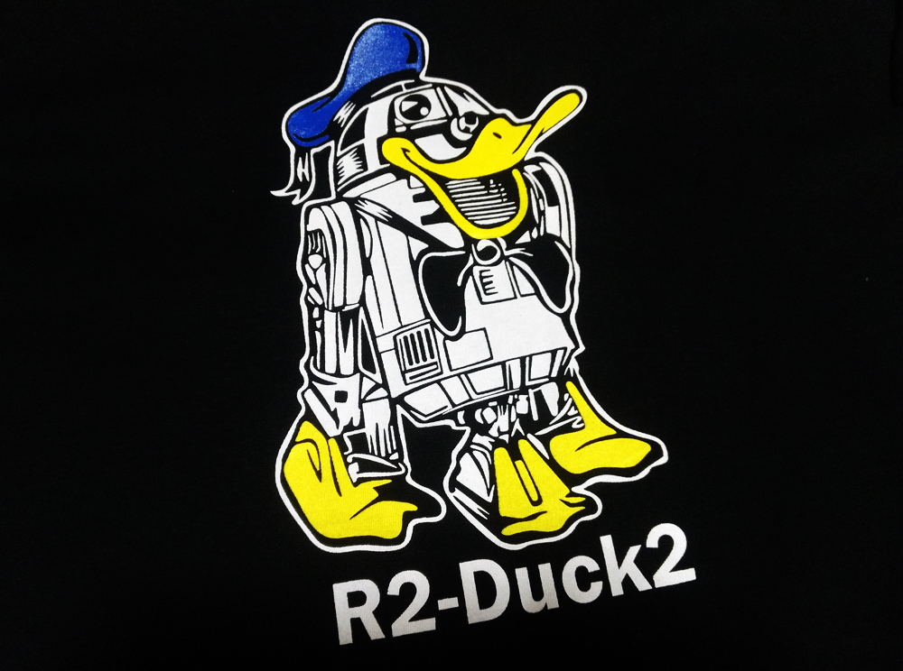 送込　R2-Duck2　ドナルドウォーズ 半袖Tシャツ　黒色　XLサイズ _画像2