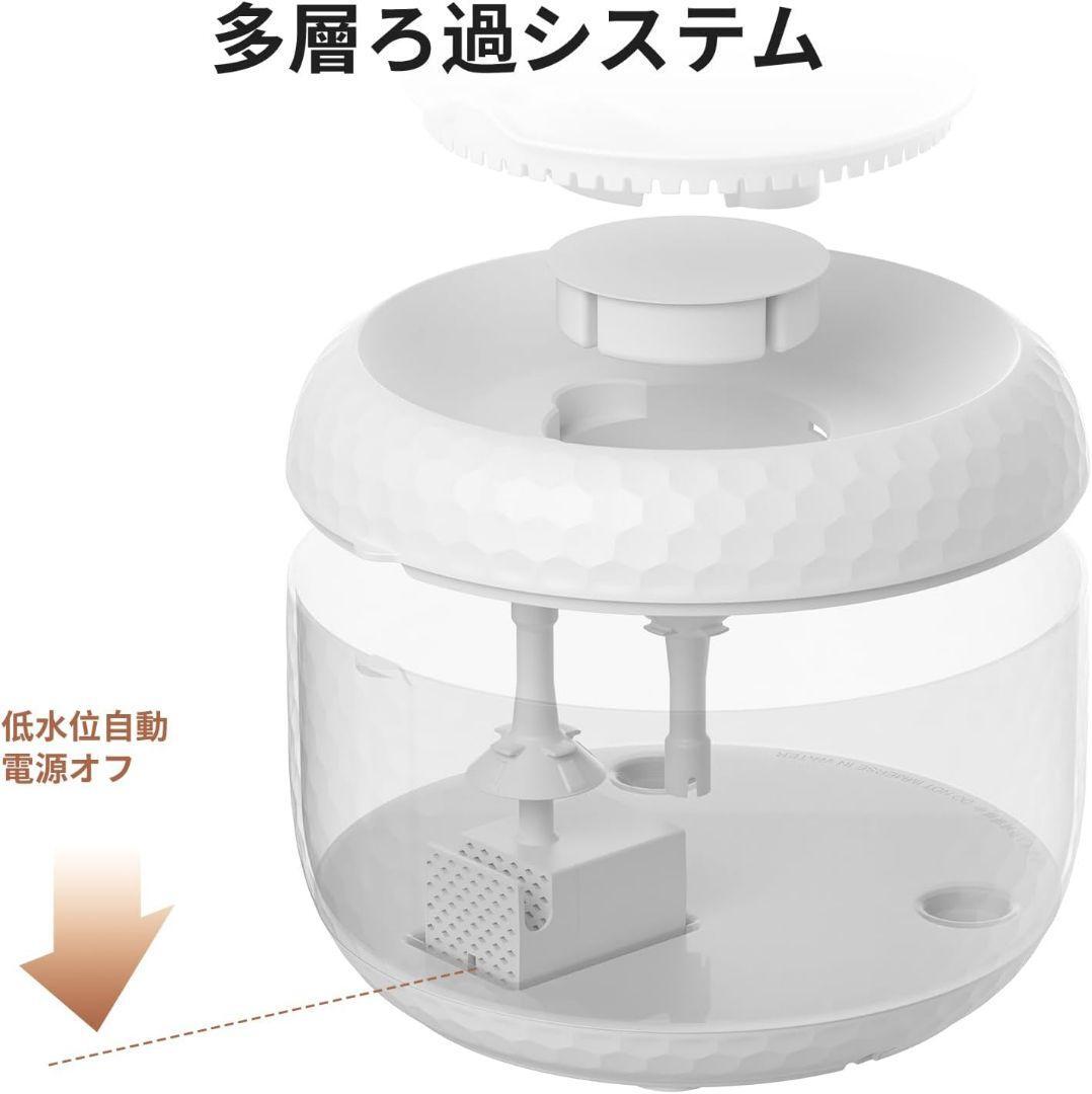 自動給水器 猫 水飲み器 ペット給水器 自動循環式 水量目視可能 静音 お留守番対応 大容量 犬猫用水飲み器 活性炭フィルター付き 水洗い可