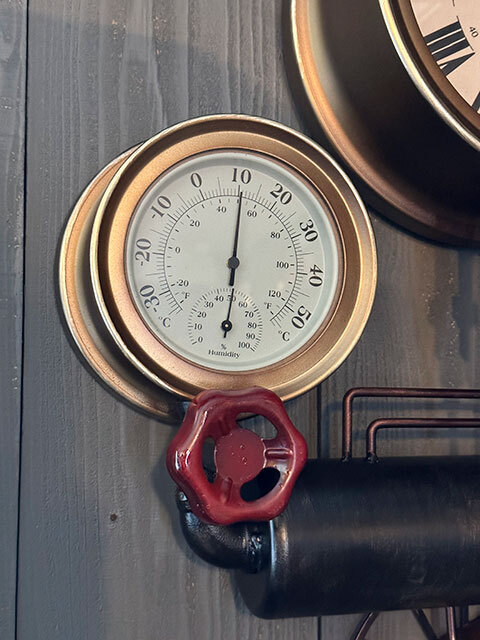 スチームパンク ウォールクロック（ギア＆クランク） 壁掛け時計/温度計/湿度計 ■ アメリカン雑貨 アメリカ雑貨の画像4