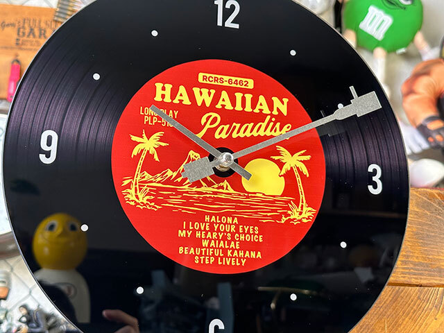 ハワイアン レコードクロック（レッド） ■ アメリカン雑貨 アメリカ雑貨 壁掛時計 掛時計の画像2