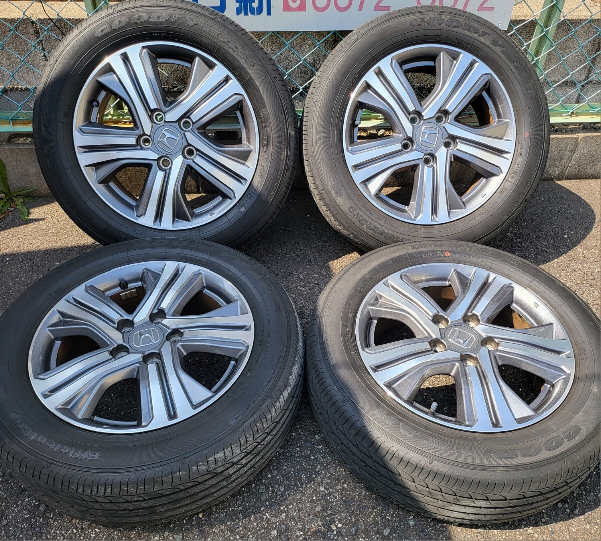 【美品】ホンダ 純正ホイールタイヤ ステップワゴン ハイブリッド RP3 RP4 RP5 6J 16インチ 114.3 5穴 205/60R16 バリ溝 4本セット_画像1