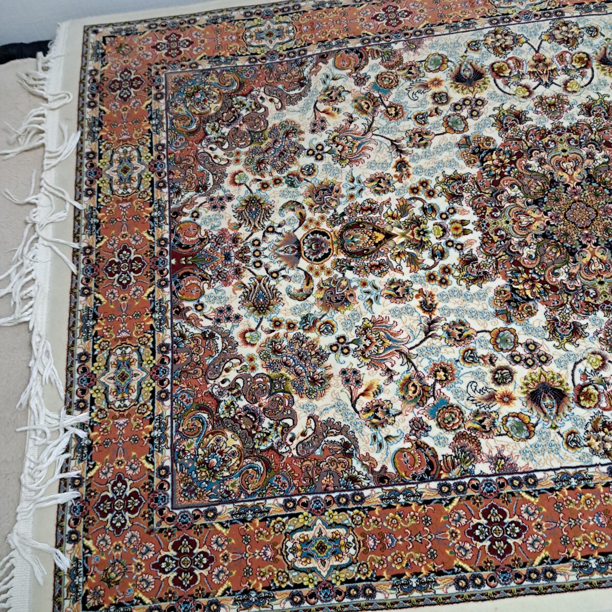 ペルシャ絨毯　マシャドカーペット　シルク&ウール_画像3
