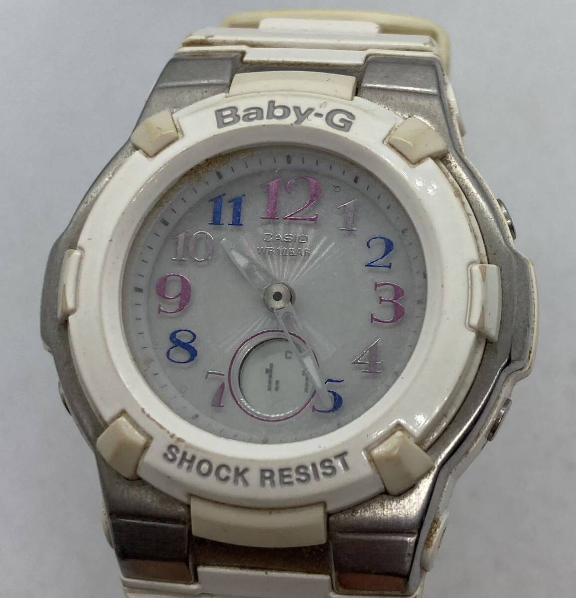 264-0355 CASIO Baby-G 腕時計 ラバーベルト ホワイト 稼働品の画像1