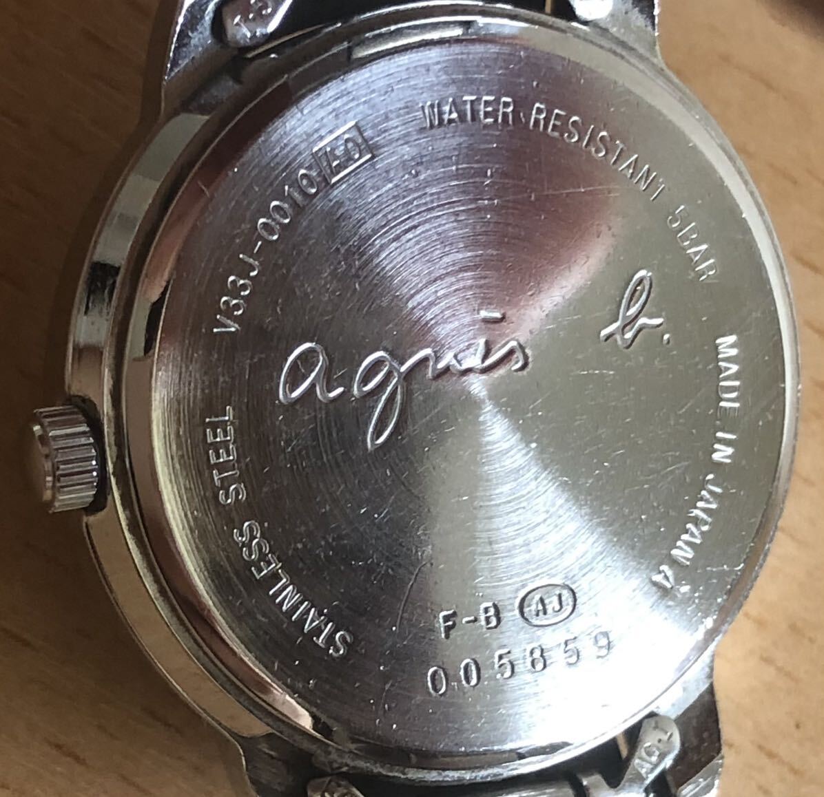 266-0841 agnes b. アニエスベー レディース腕時計 金属ベルト クオーツ V33J-0010 電池切れ 動作未確認の画像9
