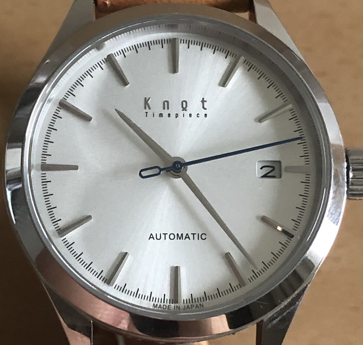 259-0449 Knot Timepiece メンズ レディース 腕時計 革ベルト 自動巻 動作確認済みの画像1