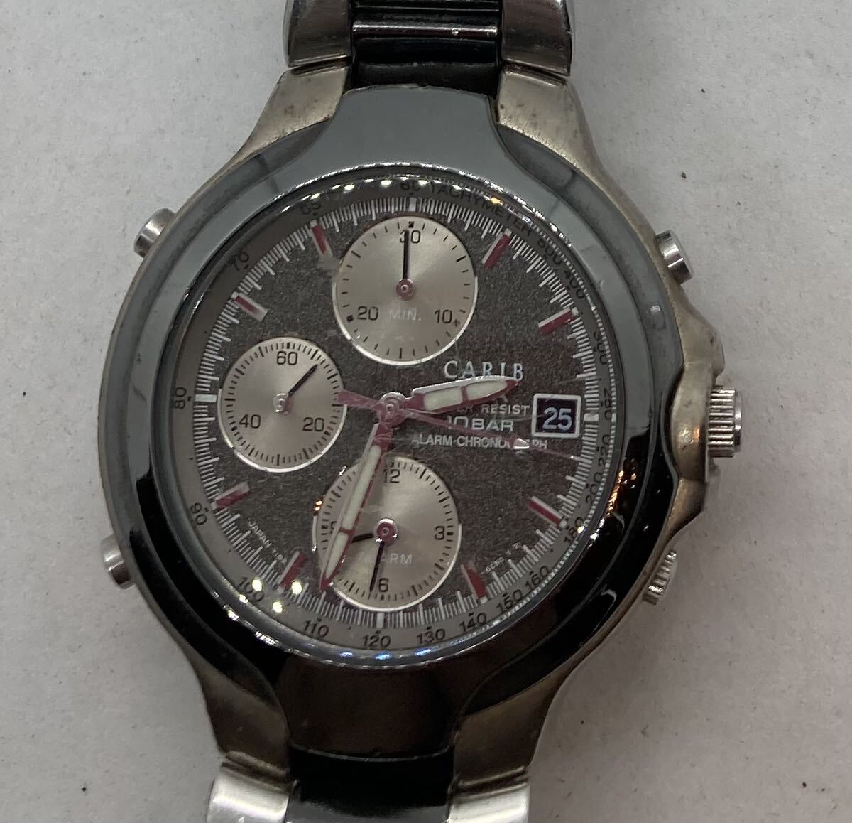 255-0769 CARIB 腕時計 金属ベルト シルバー 電池切れ 動作未確認の画像1