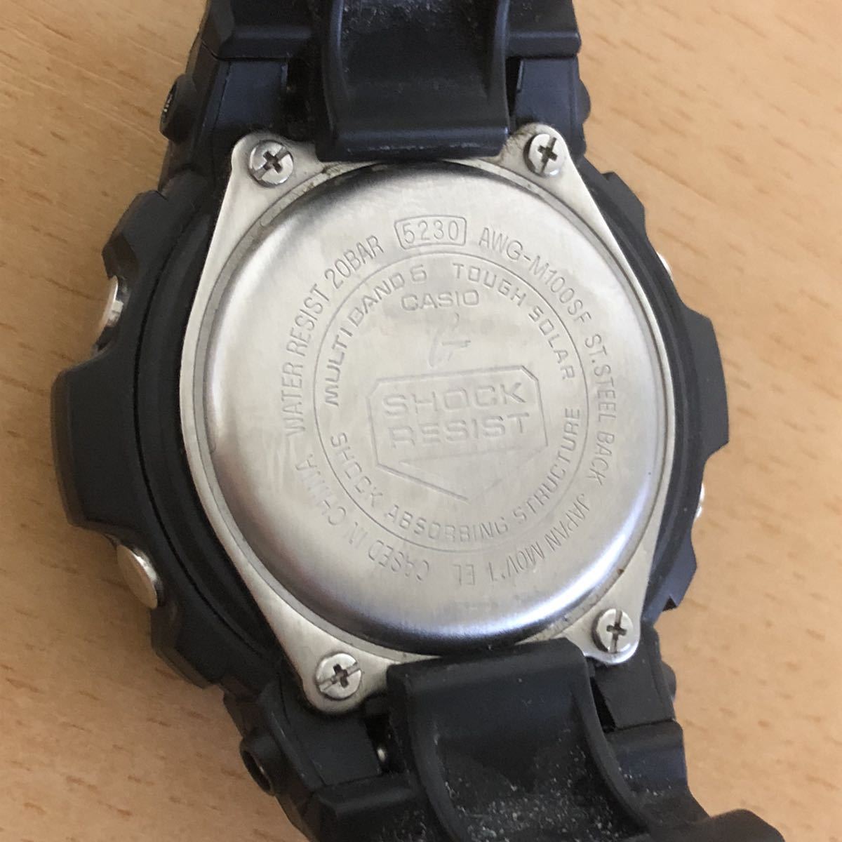 242-0129 CASIO カシオ G-SHOCK メンズ腕時計　ラバーベルト　電波ソーラー 黒　ブラック　AWG-M100SF 動作確認済み_画像6