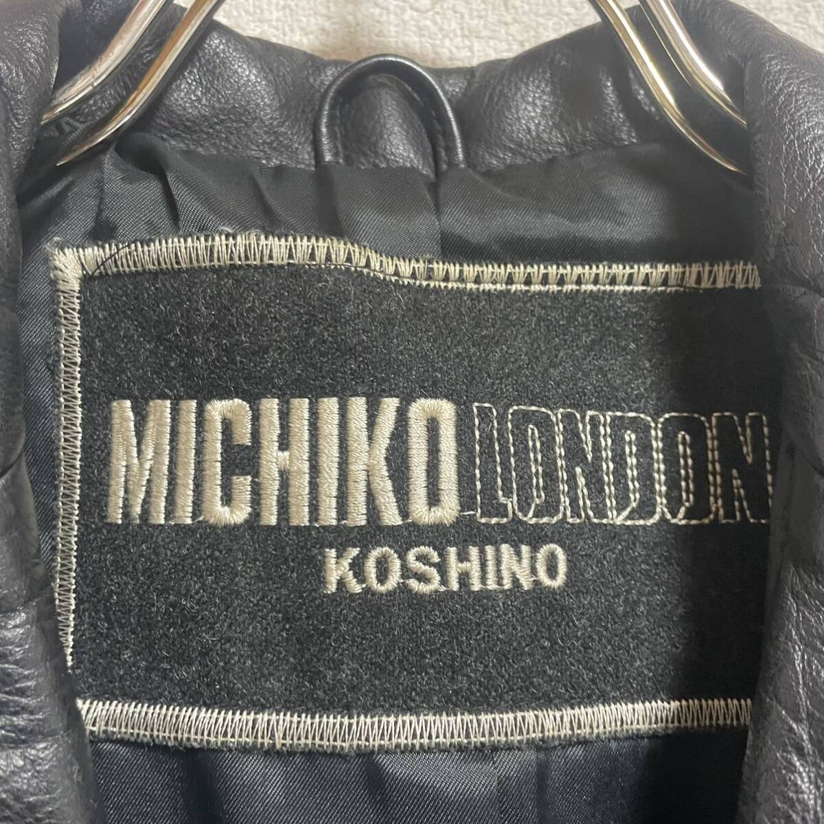 Michiko London koshino ミチコロンドンコシノ レザージャケット テーラードジャケット 牛革 ブラック サイズ11AR レディースM相当 ＊41