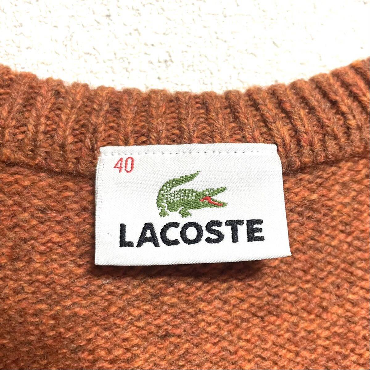 ラコステ lacoste ウールナイロンニットベスト ウールニット オレンジ サイズ40 レディースL相当 ＊58_画像2