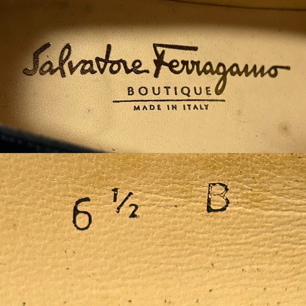 【美品/BOX付】Salvatore Ferragamo フェラガモ パンプス ヒール新品　ガンチーニ　61/2B 23.5-24cm ダークネイビー　＊CI_画像8